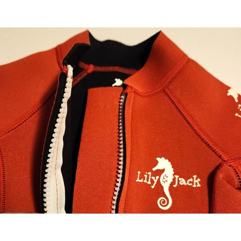 Lily & Jack Baby Wetsuit Short Sleeves Zip Front Red Size XS 6-12 months